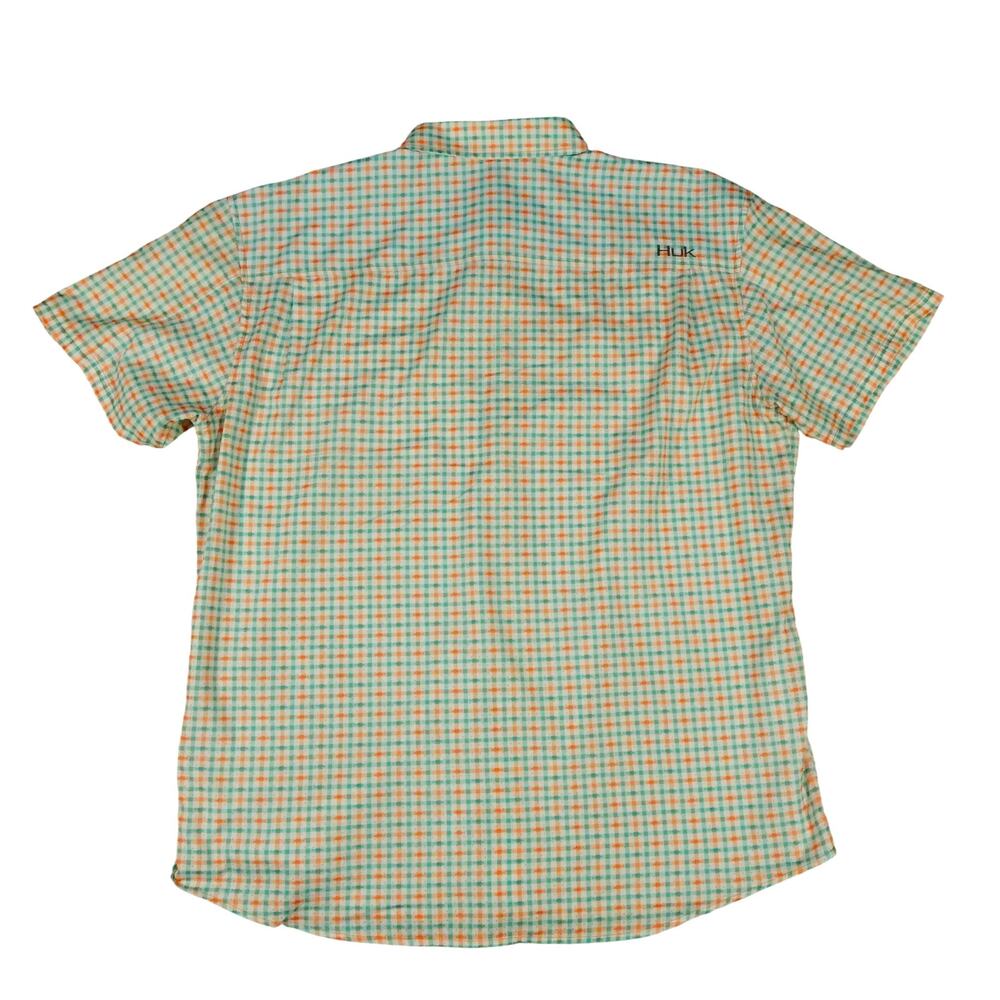 Huk Performance Check Fishing Button Shirt Short Sleeve Fish Graphic Pattern XXL - Picture 6 of 6